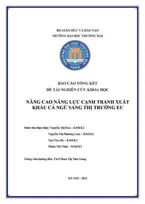 Nâng cao năng lực cạnh tranh xuất khẩu cá ngừ sang thị trường eu