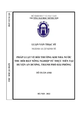 Pháp luật về bồi thường khi nhà nước thu hồi đất nông nghiệp từ thực tiễn tại huyện an dương thành phố hải phòng