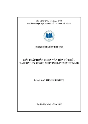 Luận văn thạc sĩ giải pháp hoàn thiện văn hóa tổ chức tại công ty cosco shipping lines việt nam