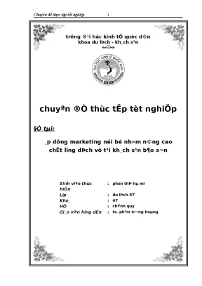 Áp dụng marketing nội bộ nhằm nâng cao chất lượng dịch vụ tại khách sạn bảo sơn