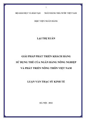 Giải pháp phát triển khách hàng sử dụng thẻ của ngân hàng nông nghiệp và phát triển nông thôn việt nam