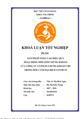 Giải pháp nâng cao hiệu quả hoạt động môi giới chứng khoán của công ty cổ phần chứng khoán vps trong bối cảnh đại dịch covid 19