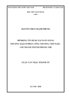 Mở rộng tín dụng tại ngân hàng thương mại cổ phần công thương việt nam chi nhánh thành phố hà nội