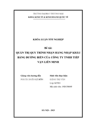 Quản trị quy trình nhận hàng nhập khẩu bằng đường biển tại công ty tnhh tiếp vận liên minh