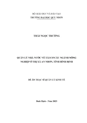 Quản lý nhà nước về tái cơ cấu ngành nông nghiệp ở thị xã an nhơn tỉnh bình định