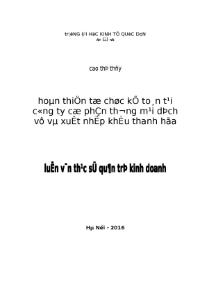 Hoàn thiện tổ chức kế toán tại công ty cổ phần thương mại dịch vụ và xuất nhập khẩu thanh hóa