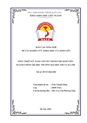 Đề tài phát triển kĩ năng thuyết trình cho sinh viên ngành chính trị học trường đại học nội vụ hà nội