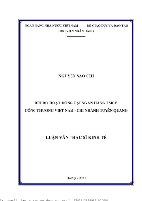 Rủi ro hoạt động tại ngân hàng thương mại cổ phần công thương việt nam chi nhánh tuyên quang