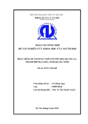 Đề tài hoạt động du lịch tại thiên đường hoa quảng la thành phố hạ long tỉnh quảng ninh