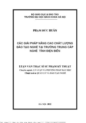 Cá giải pháp nâng ao hất lượng đào tạo nghề tại trường trung ấp nghề tỉnh điện biên