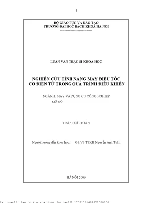 Nghiên ứu tính năng máy điều tố ơ điện tử trong quá trình điều khiển