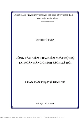 Công tác kiểm tra kiểm soát nội bộ tại ngân hàng chính sách xã hội