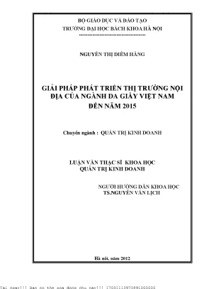 Giải pháp phát triển thị trường nội địa ủa ngành da giầy việt nam đến năm 2015