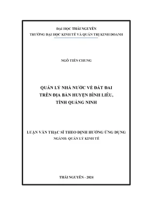 Quản lý nhà nước về đất đai trên địa bàn huyện bình liêu tỉnh quảng ninh