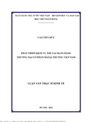 Phát triển dịch vụ thẻ tại ngân hàng thương mại cổ phần ngoại thương việt nam