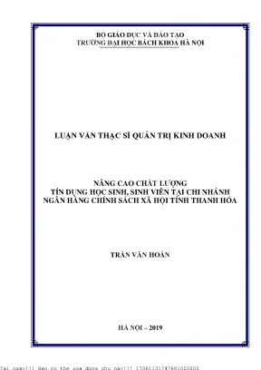 Nâng ao hất lượng tín dụng họ sinh sinh viên tại hi nhánh ngân hàng hính sáh xã hội tỉnh thanh hóa