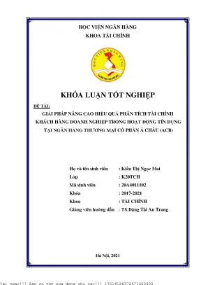 Giải pháp nâng cao hiệu quả phân tích tài chính khách hàng doanh nghiệp trong hoạt động tín dụng tại ngân hàng thương mại cổ phần á châu acb