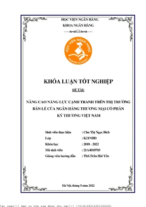 Nâng cao năng lực cạnh tranh trên thị trường bán lẻ của ngân hàng thương mại cổ phần kỹ thương việt nam
