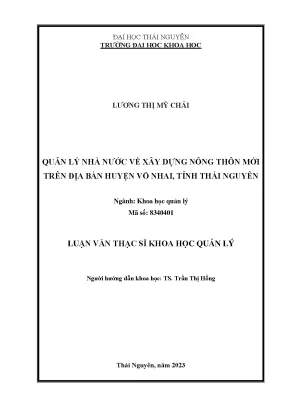 Quản lý nhà nước về xây dựng nông thôn mới trên địa bàn huyện võ nhai tỉnh thái nguyên