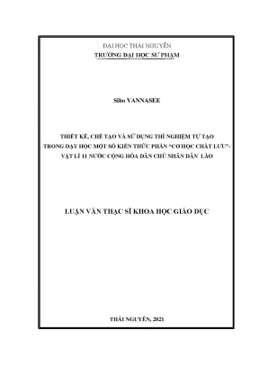 Thiết kế và chế tạo sử dụng thí nghiệm tự tạo trong dạy học một số kiến thức phần cơ học chất lưu vật lý nước công hòa dân chủ nhân dân lào
