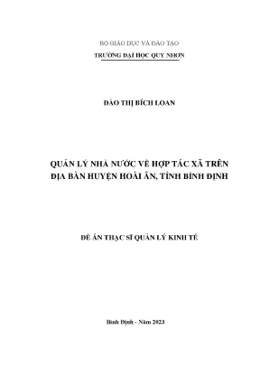 Quản lý nhà nước về hợp tác xã trên địa bàn huyện hoài ân tỉnh bình định