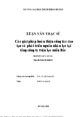 Cá giải pháp hoàn thiện ông tá đào tạo và phát triển nguồn nhân lự tại tổng ông ty điện lự miền bắ