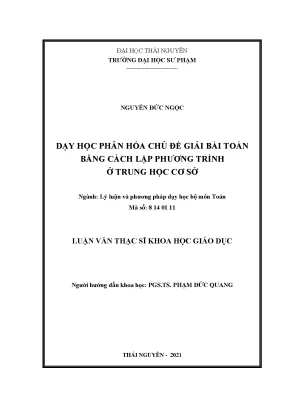 Dạy học phân hoá chủ đề giải bài toán bằng cách lập phương trình ở thcs