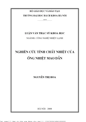 Nghiên ứu tính chất nhiệt của ống nhiệt mao dẫn