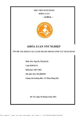 Pháp luật cạnh tranh trong lĩnh vực ngân hàng