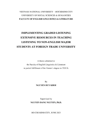 Implementing graded listening extensive resources in teaching listening to non english major students at foreign trade university