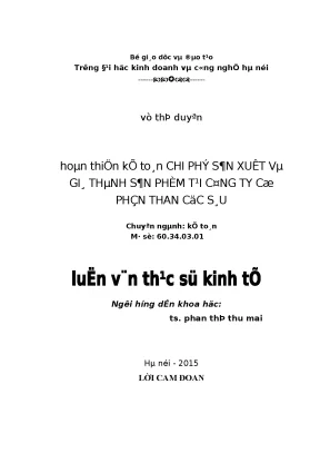 Hoàn thiện kế toán chi phí sản xuất và giá thành sản phẩm tại công ty cổ phần than cọc sáu