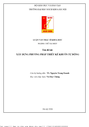 Xây dựng phương pháp thiết kế khuôn tự động