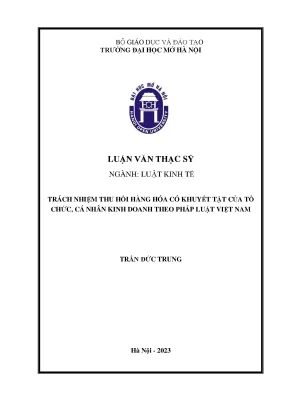 Trách nhiệm thu hồi hàng hóa có khuyết tật của tổ chức cá nhân kinh doanh theo pháp luật việt nam