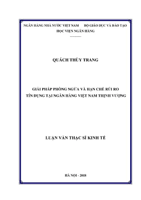 Giải pháp phòng ngừa và hạn chế rủi ro tín dụng tại ngân hàng việt nam thịnh vượng luận văn thạc sỹ kinh tế