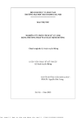 Nghiên ứu phân tíh xử lý ảnh bằng phương pháp wavelet định hướng