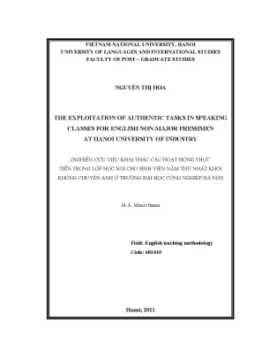 Luận văn thạc sĩ the exploitation of authentic tasks in speaking classes for english non major freshmen at hanoi university of industry