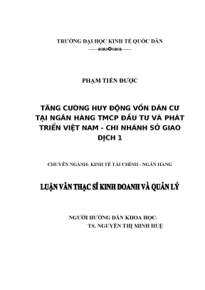 Tăng cường huy động vốn dân cư tại ngân hàng tmcp đầu tư và phát triển việt nam chi nhánh sở giao dịch 1
