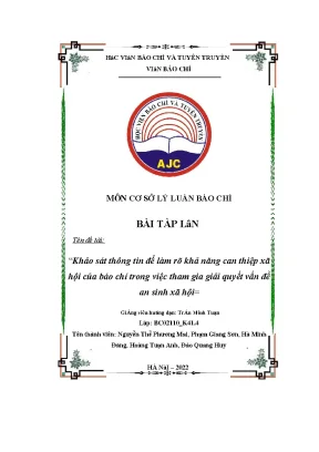 Khảo sát thông tin để làm rõ khả năng can thiệp xã hội của báo chí trong việc tham gia giải quyết vấn đề an sinh xã hội