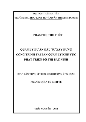 Quản lý dự án đầu tư xây dựng công trình tại ban quản lý khu vực phát triển đô thị bắc ninh