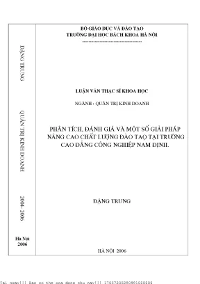 Phân tíh đánh giá và một số giải pháp nâng ao hất lượng đào tạo tại trường ao đẳng ông nghiệp nam định