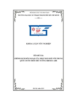 Chính sách đối ngoại của nhật bản đối với trung quốc dưới thời thủ tướng shinzo abe