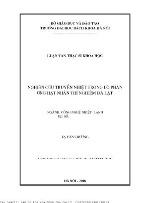 Nghiên ứu truyền nhiệt trong lò phản ứng hạt nhân thí nghiệm đà lạt