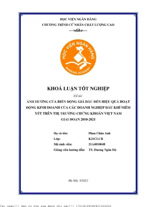 Ảnh hưởng của biến động giá dầu đến hiệu quả hoạt động của các doanh nghiệp dầu khí niêm yết trên thị trường chứng khoán việt nam
