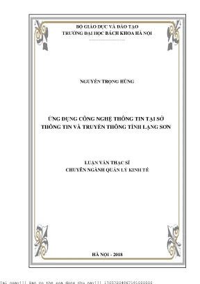 Ứng dụng ông nghệ thông tin tại sở thông tin và truyền thông tỉnh lạng sơn