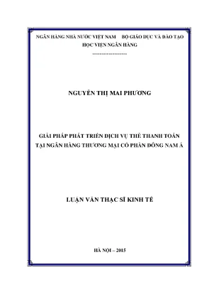 Giải pháp phát triển dịch vụ thẻ thanh toán tại ngân hàng thương mại cổ phần đông nam á