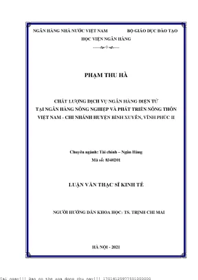 Chất lượng dịch vụ ngân hàng điện tử tại ngân hàng nông nghiệp và phát triển nông thôn việt nam chi nhánh huyện bình xuyên vĩnh phúc ii