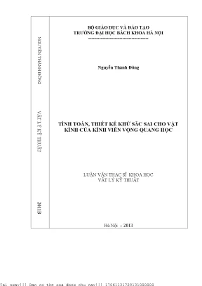 Tính toán thiết kế thử sắ sai ho vật kính ủa kính viễn vọng quang họ