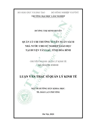 Quản lý chi thường xuyên ngân sách nhà nước cho sự nghiệp giáo dục tại huyện tân lạc tỉnh hòa bình