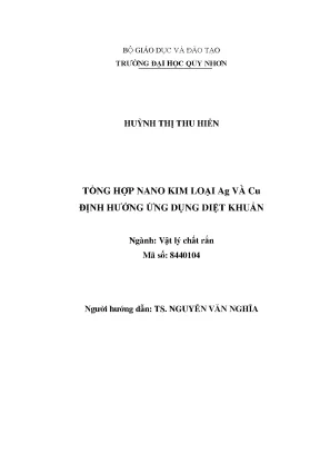Tổng hợp nano kim loại ag và cu định hướng ứng dụng diệt khuẩn