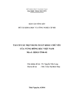 Tái cơ cấu mặt hàng xuất khẩu chủ yếu của vùng đông bắc việt nam